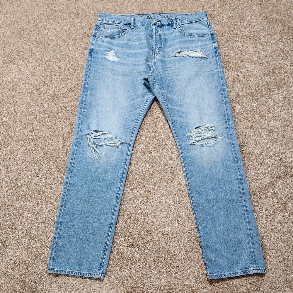 American Eagle Jeans Men 36X32 (38X30.5) Distressed Athletic Fit Button Fly